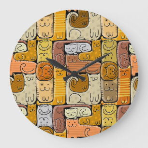 Relógio Grande Quebra-cabeça Funny Cats House Sem Olhos