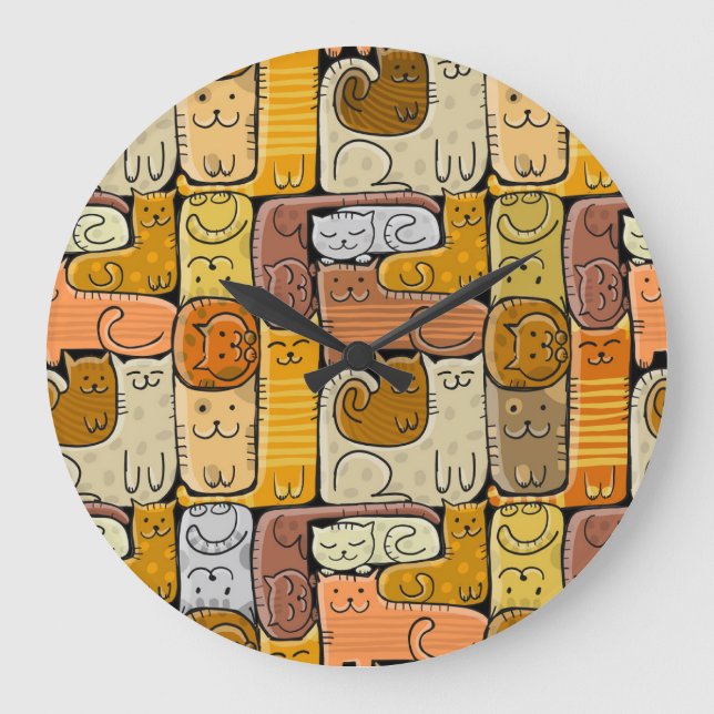 Relógio Grande Quebra-cabeça Funny Cats House Sem Olhos (Frente)