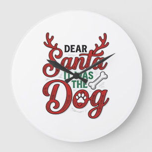 Relógio Grande Querido Papai Noel Foi O Cachorro Camisa De Natal
