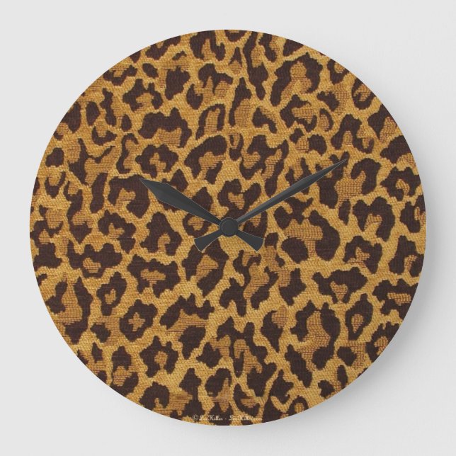 Relógio Grande RAB Rockabilly Leopard Imprime Brown Dourado (Frente)