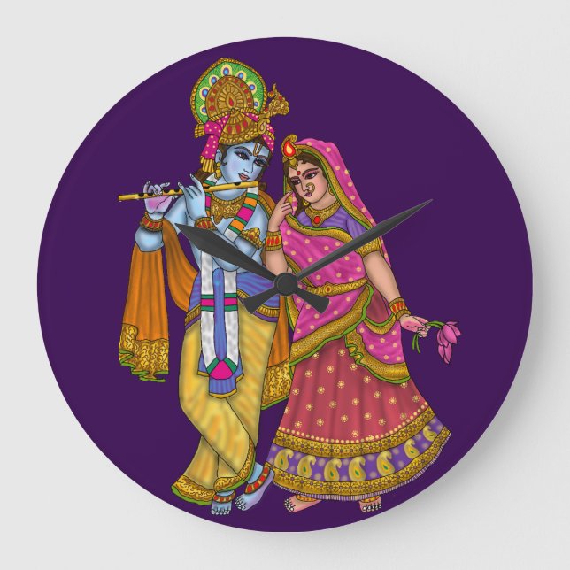 Relógio Grande Radha Krishna Wall Clock (Frente)
