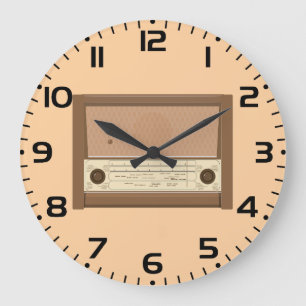Relógio Grande Rádio de madeira retrô dos anos 1940