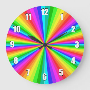 Relógio Grande Rainbow Color Burst Rainbow Wall Clock