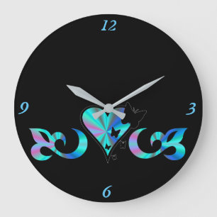 Relógio Grande Rainbow Heart Lily e Butterfly