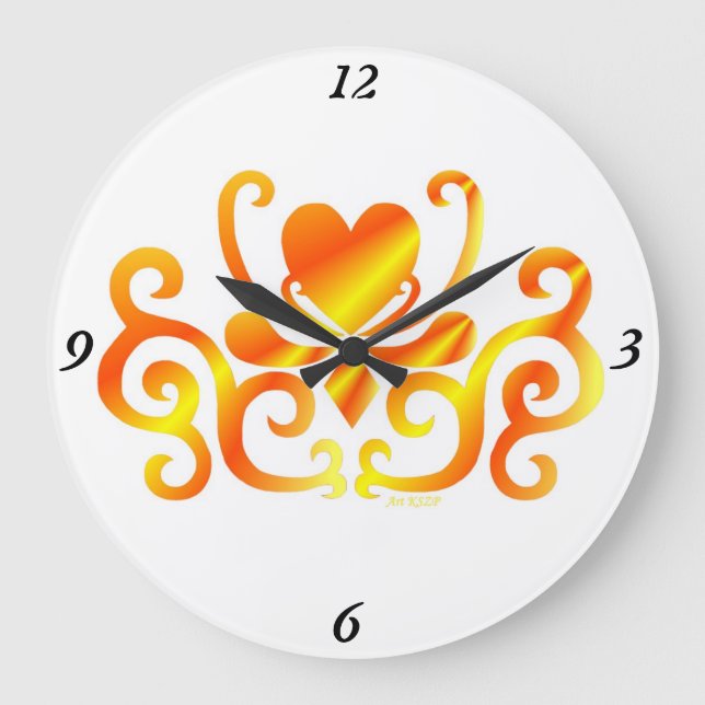 Relógio Grande Rainbow Lily and Heart (Frente)