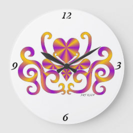 Relógio Grande Rainbow Lily and Heart