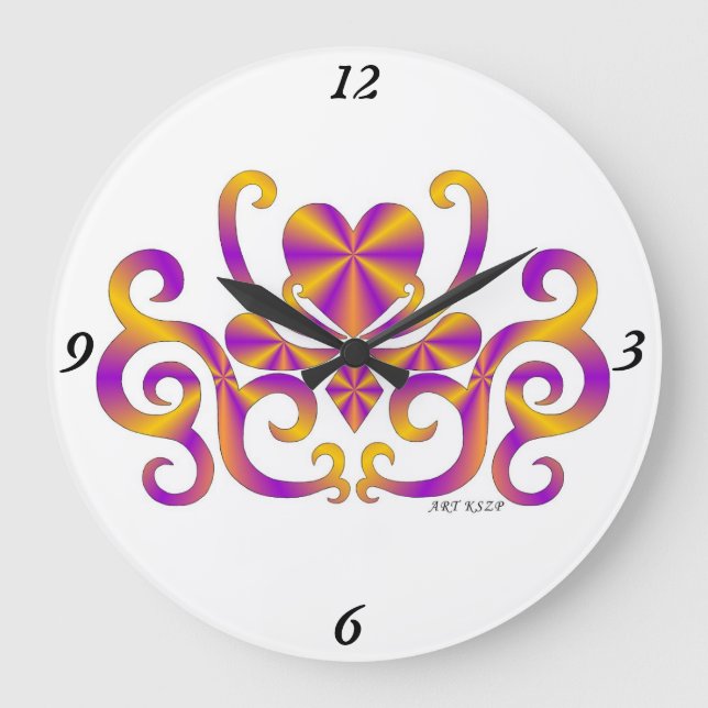 Relógio Grande Rainbow Lily and Heart (Frente)