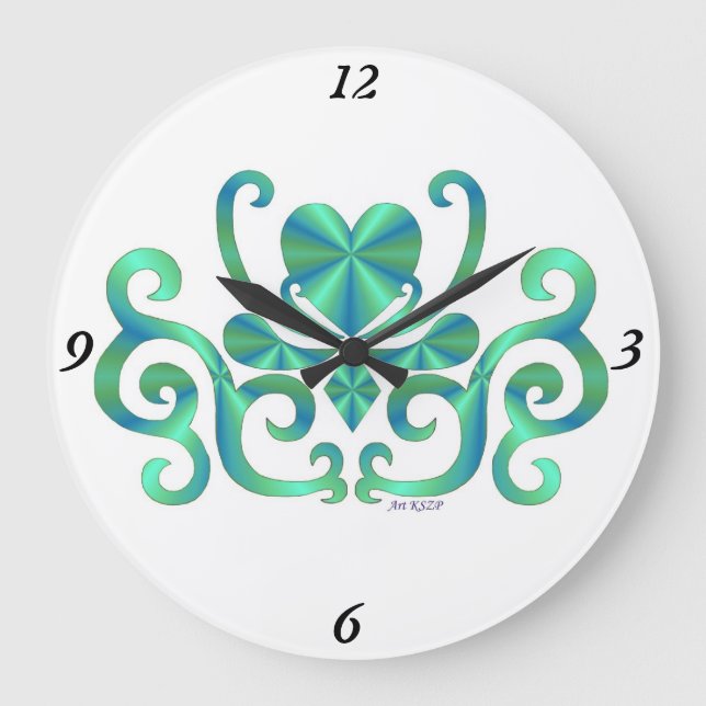 Relógio Grande Rainbow Lily and Heart (Frente)