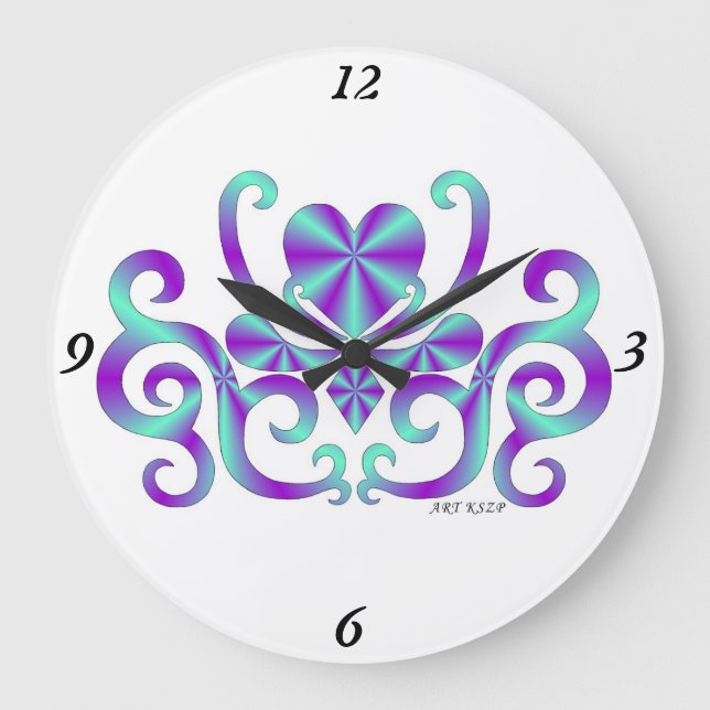 Relógio Grande Rainbow Lily e Heart (Frente)