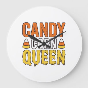 Relógio Grande Rainha do Candy Corn Design de Camiseta Vintage de