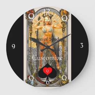 Relógio Grande Rainha do Cartão Tarot de Espadas Thunder_Cove