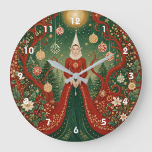 Relógio Grande Rainha Elfa da Floresta Enluarada de Natal