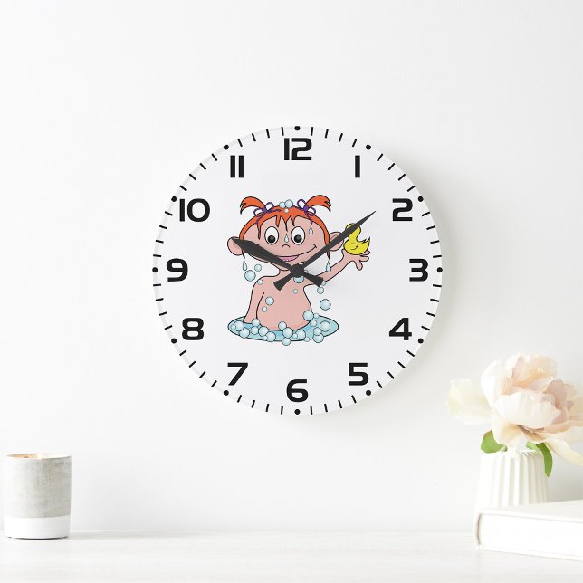 Relógio Grande Rapariga Bath Time Divertida com Pato de Borracha  (Criador carregado)