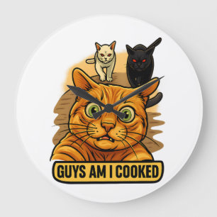 Relógio Grande Rapazes Estou Frito? Meme Divertido de Gato Reação