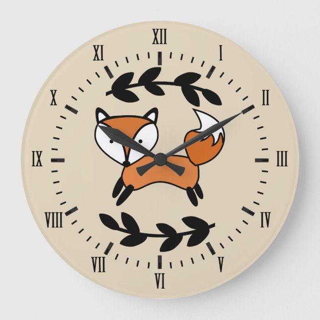 Relógio Grande Raposa e Laurelos Pretos (Frente)