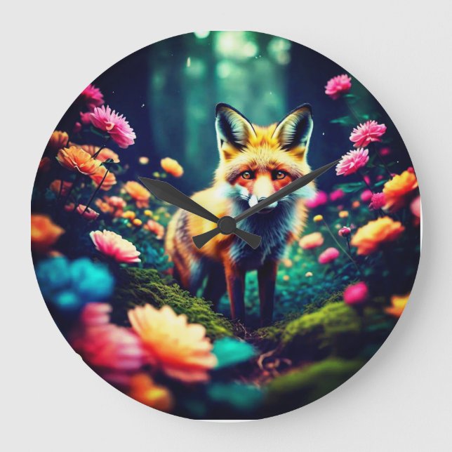 Relógio Grande "Raposa em Bloom" (Frente)