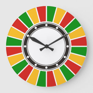 Relógio Grande RASTAFARI FLAG BOTON RAYS + seu sinal ou monograma