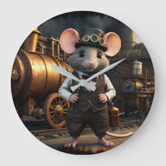 Relógio Grande Rato e Comboio Steampunk
