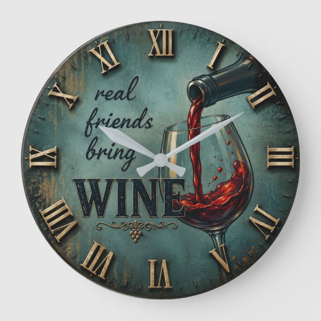 Relógio Grande Real Friends Bring Wine Bar Decor (Frente)