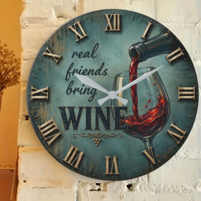 Relógio Grande Real Friends Bring Wine Bar Decor (Criador carregado)