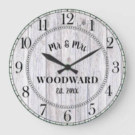 Relógio Grande Recém-casados Casamento Personalizado Rústico