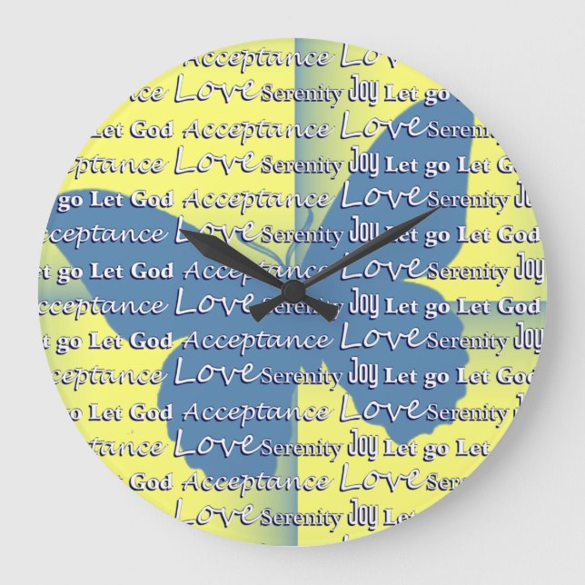 Relógio Grande Recuperação de 12 Etapas da Borboleta do Slogan (Frente)