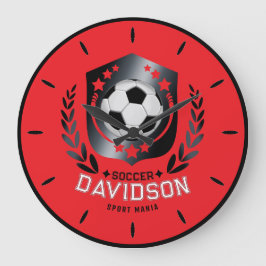 Relógio Grande Red and Black Soccer Ball for Sporty Men and Boys