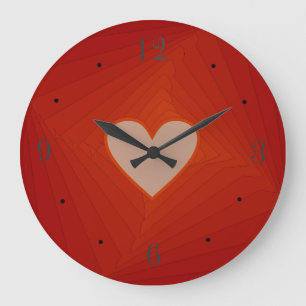 Relógio Grande Red Clock with Love Heart Centre>Valentines Gifts