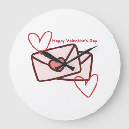 Relógio Grande Red Hearth Happy Valentine's Day