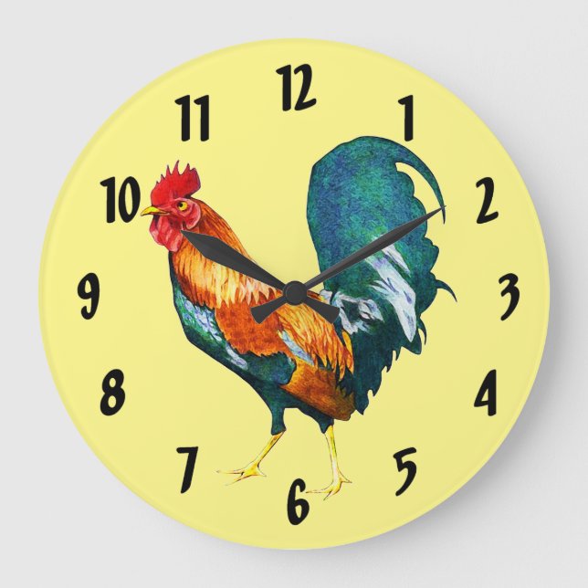 Relógio Grande Red Rooster Bird Animal lock (Frente)