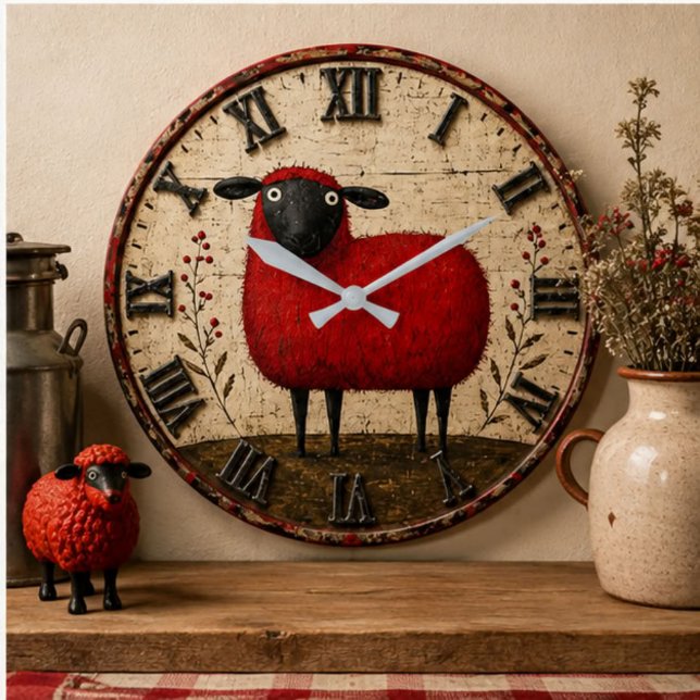 Relógio Grande Red Sheep (Criador carregado)