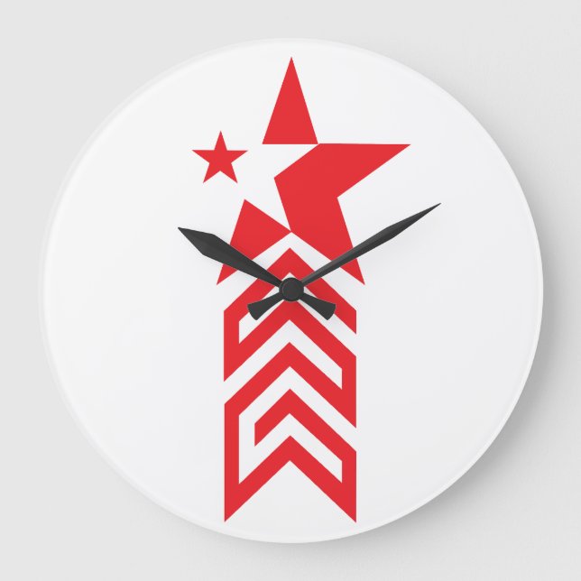 Relógio Grande Red Star with Chevron Arrows (Frente)