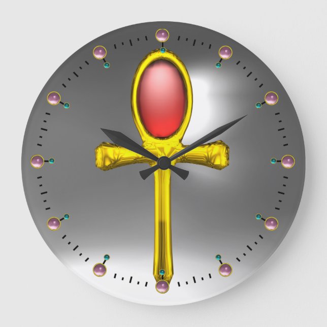 Relógio Grande RED TALISMAN , Ruby Gemstones , Cinza White (Frente)