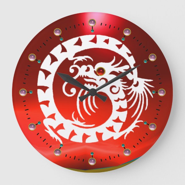 RELÓGIO GRANDE RED WHITE SNAKE DRAGON WITH PINK GEMSTONES (Frente)