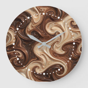 Relógio Grande Redemoinho de Cappuccino de Chocolate Textura Rica