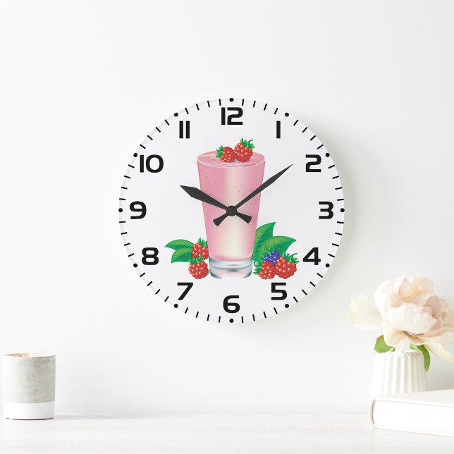 Relógio Grande Refrescando Berry Smoothie Bebida Rosa (Criador carregado)