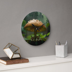 Relógio Grande Refúgio Rainy Day: Sapos Se Abriram Sob Cogumelo