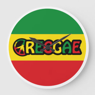 Relógio Grande Reggae design com cores de sinalizador reggae