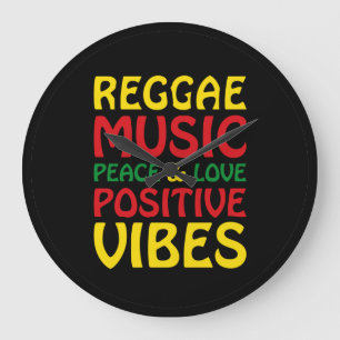 Relógio Grande Reggae Music com afirmações positivas