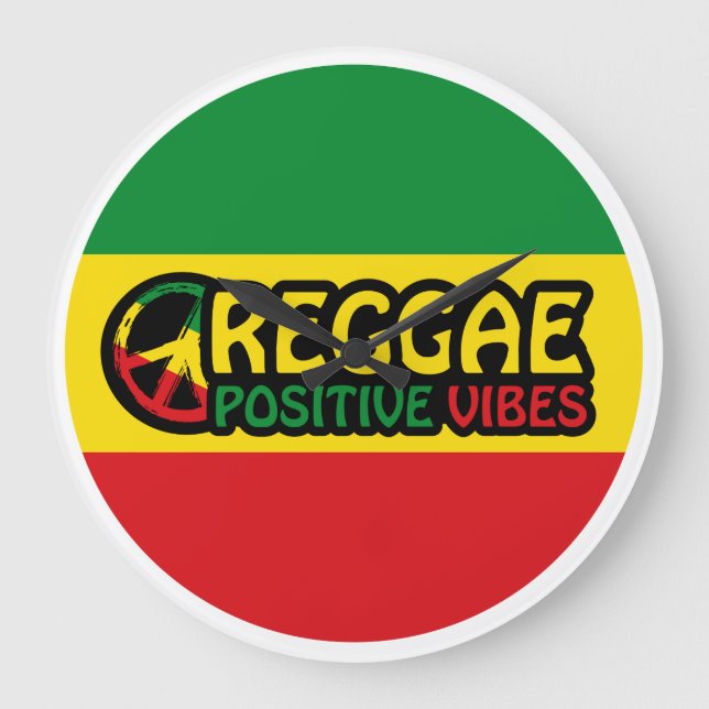 Relógio Grande Reggae Music com vibrações positivas e bandeira de (Frente)