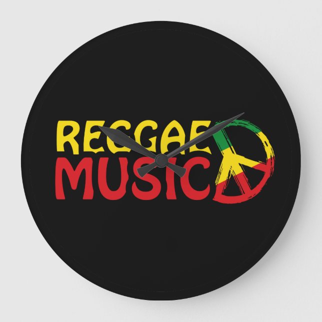 Relógio Grande Reggae Music - modelo2b-círculo-preto (Frente)