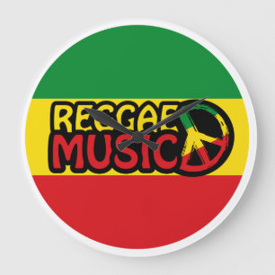Relógio Grande Reggae Music, reggae art with peace symbol