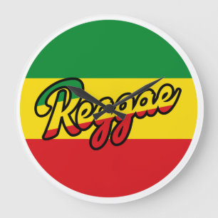 Relógio Grande Reggae Music with reggae flag colors