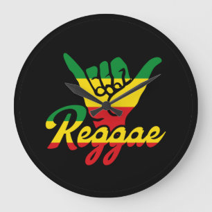 Relógio Grande Reggae Shaka Mãos com cores reggae