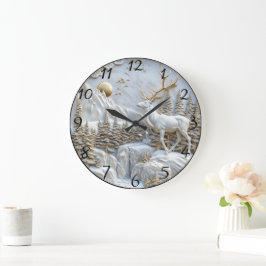 Relógio Grande Reindeer Charm para o Natal