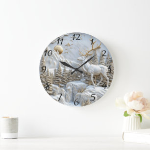 Relógio Grande Reindeer Charm para o Natal