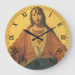 Relógio Grande Religião Vintage, Sagrado Coração de Jesus Cristo
