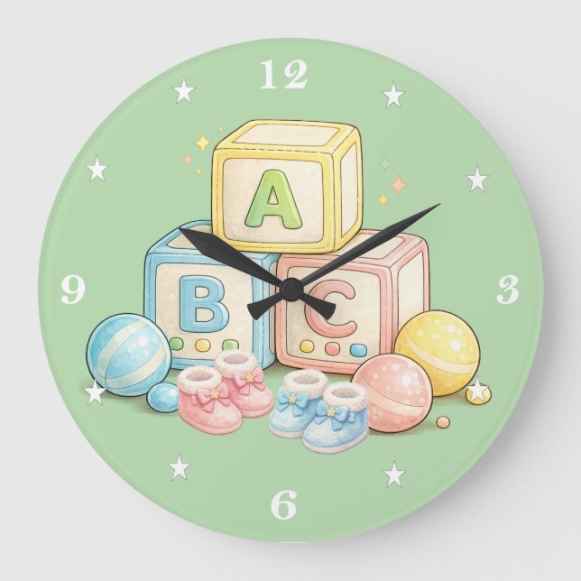 Relógio Grande Relógios BABYCLOCK-ABCBLOCKS-C - Relógios (Frente)