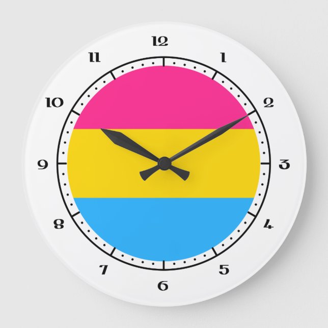 Relógio Grande Relógios de bandeira da pansexualidade (Frente)