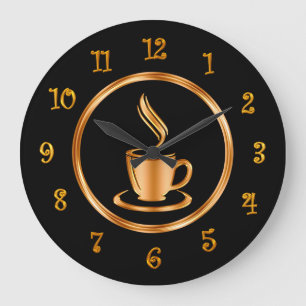 Relógio Grande Relógios de Café com Design Clássico em Tom Dourad
